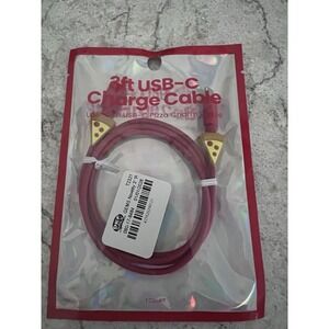 Pizza Charm 3ft USB-C Charging Cable Red Yellow Food